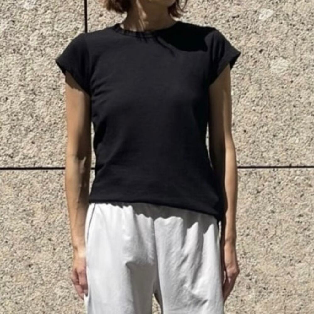 James Perse Black Vintage Fleece Short Sleeve Sweat Shirt size Small